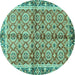 Round Oriental Turquoise Traditional Rug, abs3198turq