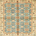 Square Abstract Dark Gold Brown Oriental Rug, abs3199