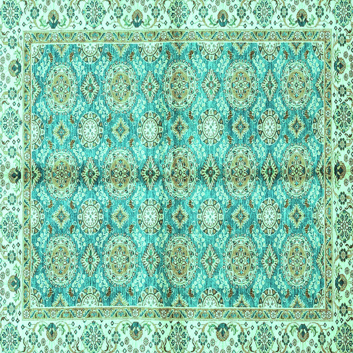 Square Oriental Turquoise Traditional Rug, abs3199turq