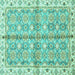 Square Oriental Turquoise Traditional Rug, abs3199turq