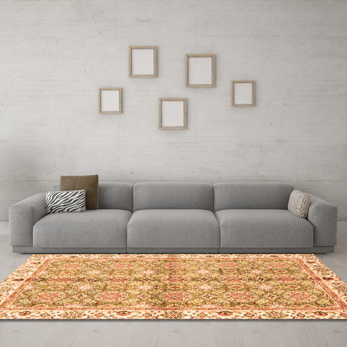 Machine Washable Oriental Orange Traditional Area Rugs in a Living Room, wshabs3199org