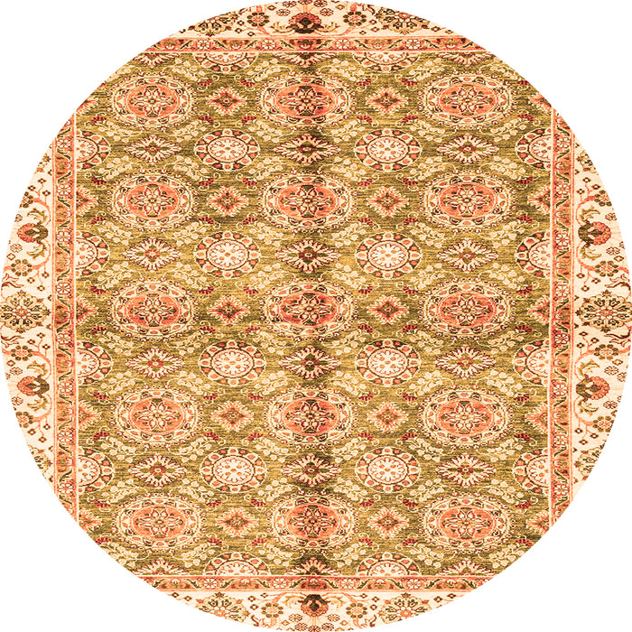 Round Oriental Orange Traditional Rug, abs3199org