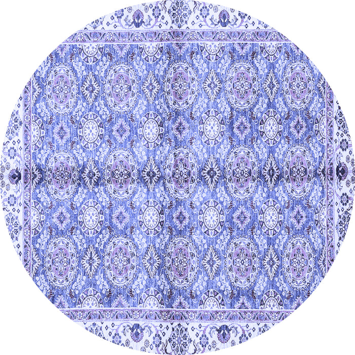 Round Machine Washable Oriental Blue Traditional Rug, wshabs3199blu