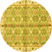 Round Oriental Yellow Traditional Rug, abs3199yw