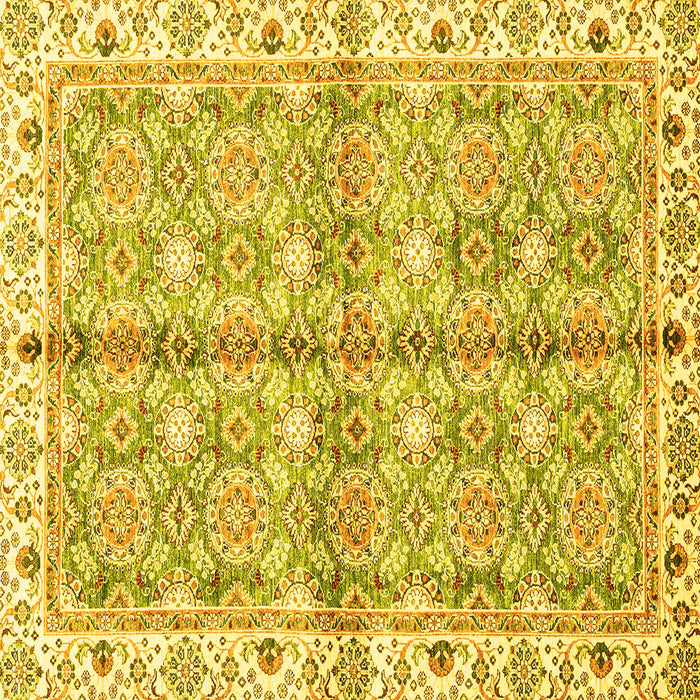 Square Machine Washable Oriental Yellow Traditional Rug, wshabs3199yw