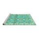 Sideview of Machine Washable Oriental Turquoise Traditional Area Rugs, wshabs3199turq