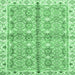 Square Machine Washable Oriental Emerald Green Traditional Area Rugs, wshabs3199emgrn