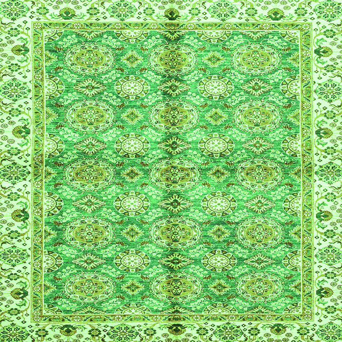 Square Machine Washable Oriental Green Traditional Area Rugs, wshabs3199grn