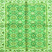 Square Machine Washable Oriental Green Traditional Area Rugs, wshabs3199grn