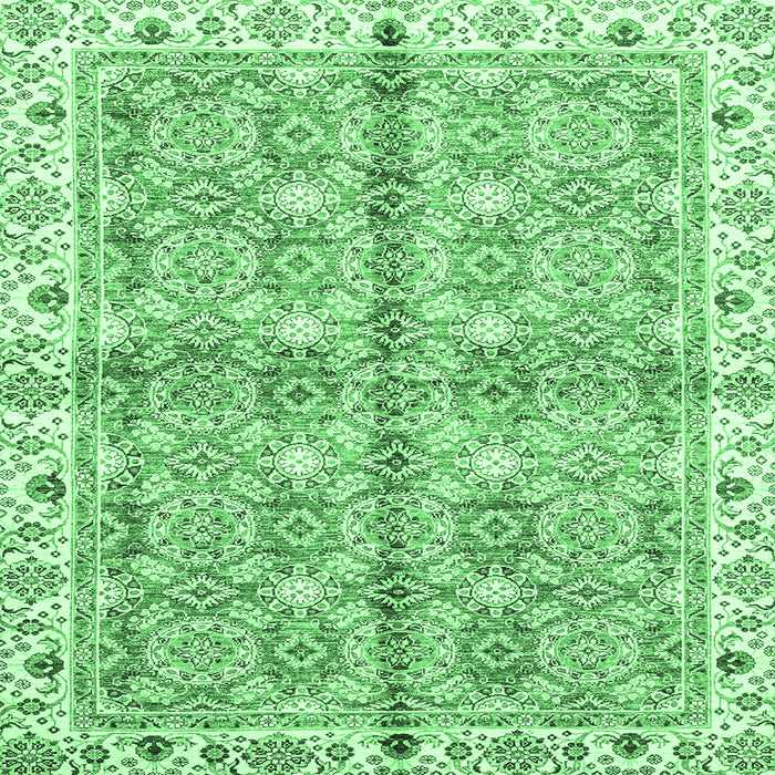 Square Oriental Emerald Green Traditional Rug, abs3199emgrn