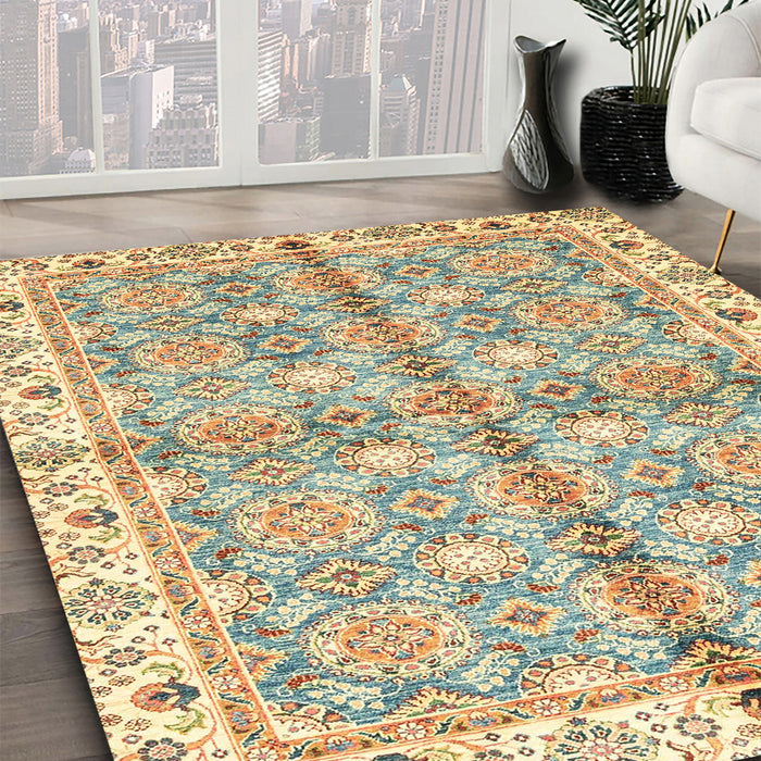 Machine Washable Abstract Dark Gold Brown Rug in a Family Room, wshabs3199