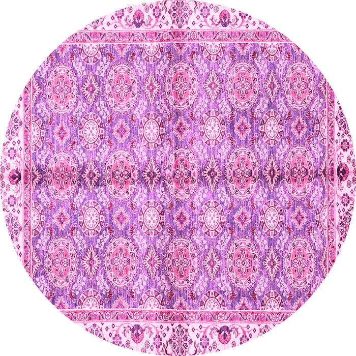 Round Oriental Pink Traditional Rug, abs3199pnk