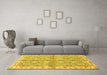 Machine Washable Oriental Yellow Traditional Rug in a Living Room, wshabs3199yw