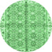 Round Oriental Emerald Green Traditional Rug, abs3199emgrn