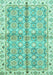 Machine Washable Oriental Turquoise Traditional Area Rugs, wshabs3199turq