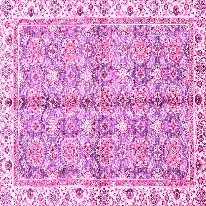 Square Machine Washable Oriental Pink Traditional Rug, wshabs3199pnk