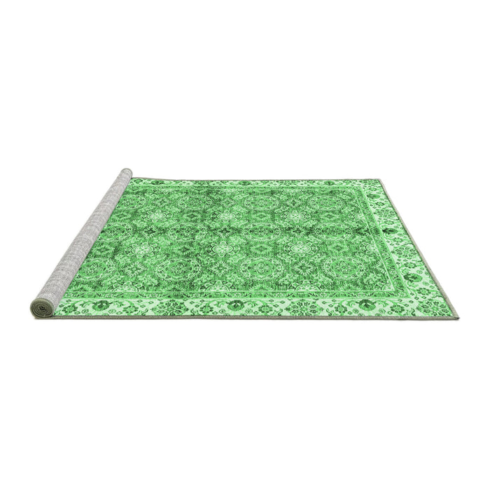 Sideview of Machine Washable Oriental Emerald Green Traditional Area Rugs, wshabs3199emgrn