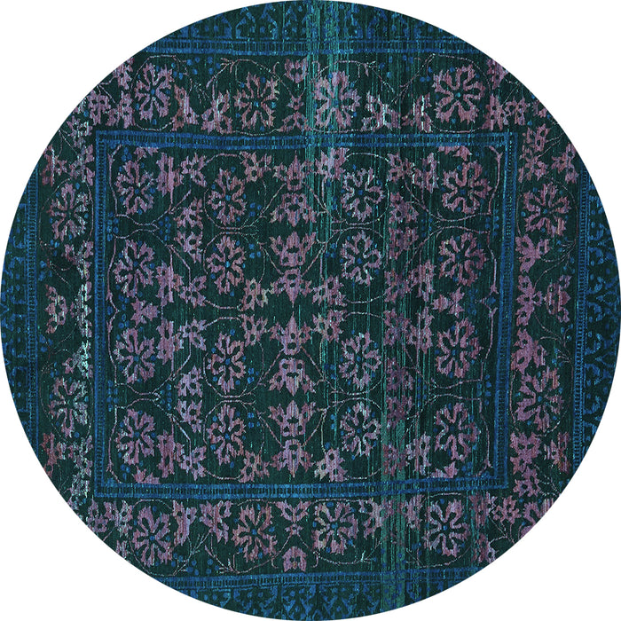 Round Abstract Turquoise Modern Rug, abs319turq