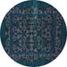 Round Abstract Turquoise Modern Rug, abs319turq