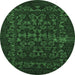 Round Abstract Emerald Green Modern Rug, abs319emgrn