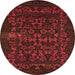 Round Machine Washable Abstract Orange Modern Area Rugs, wshabs319org