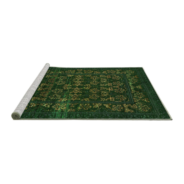Sideview of Machine Washable Abstract Green Modern Area Rugs, wshabs319grn