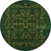 Round Machine Washable Abstract Green Modern Area Rugs, wshabs319grn