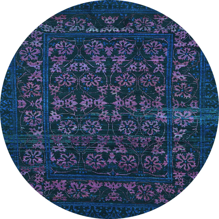 Round Abstract Light Blue Modern Rug, abs319lblu