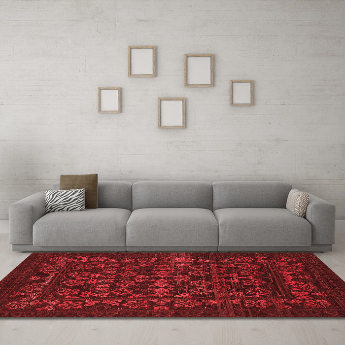 Modern Red Washable Rugs