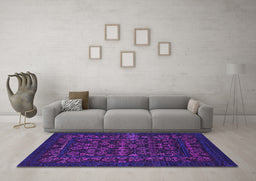 Machine Washable Abstract Purple Modern Area Rugs in a Living Room, wshabs319pur