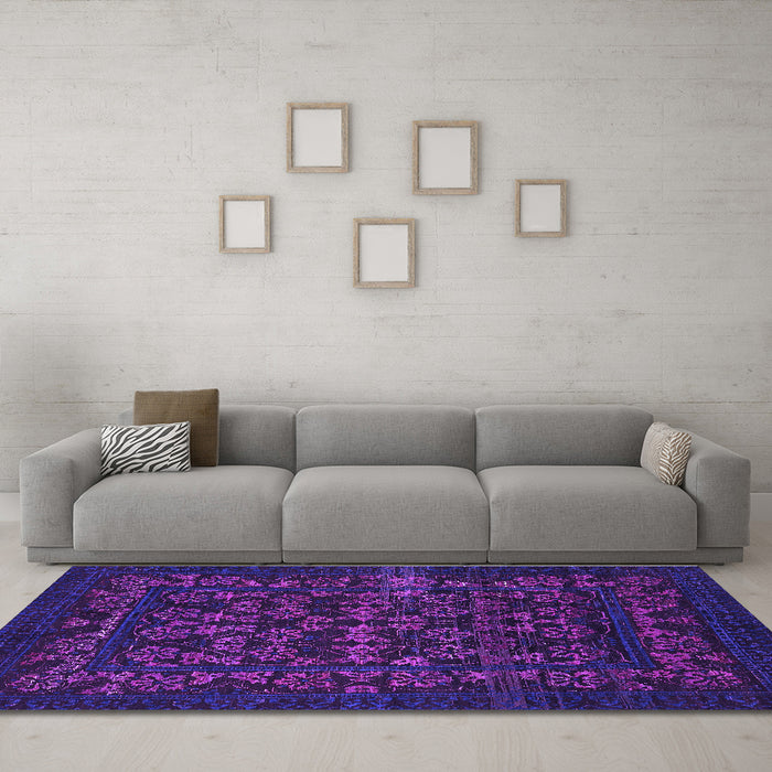 Machine Washable Abstract Purple Modern Area Rugs in a Living Room, wshabs319pur