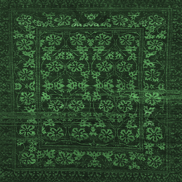 Square Abstract Emerald Green Modern Rug, abs319emgrn
