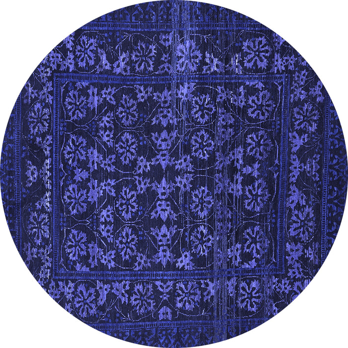 Round Abstract Blue Modern Rug, abs319blu