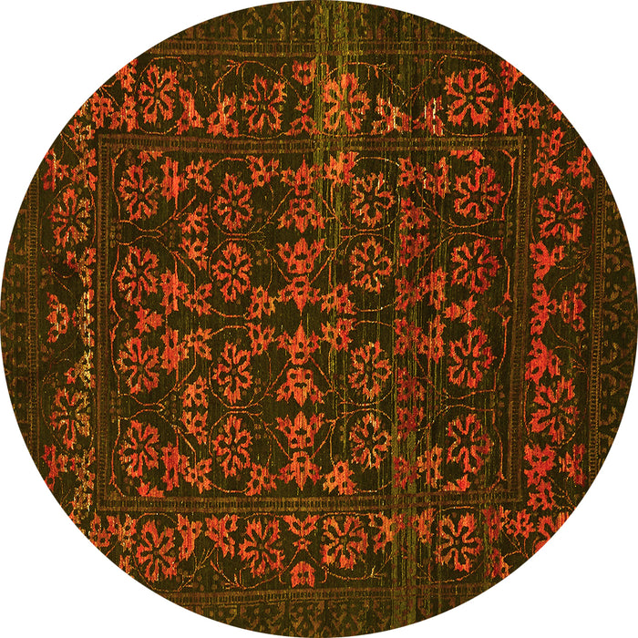 Round Abstract Yellow Modern Rug, abs319yw