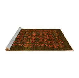 Sideview of Machine Washable Abstract Yellow Modern Rug, wshabs319yw