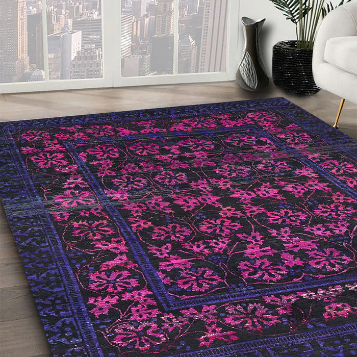 Machine Washable Abstract Purple Haze Purple Rug in a Family Room, wshabs319