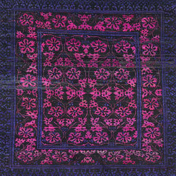 Square Machine Washable Abstract Purple Haze Purple Rug, wshabs319
