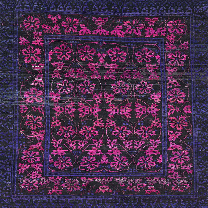 Square Machine Washable Abstract Purple Haze Purple Rug, wshabs319