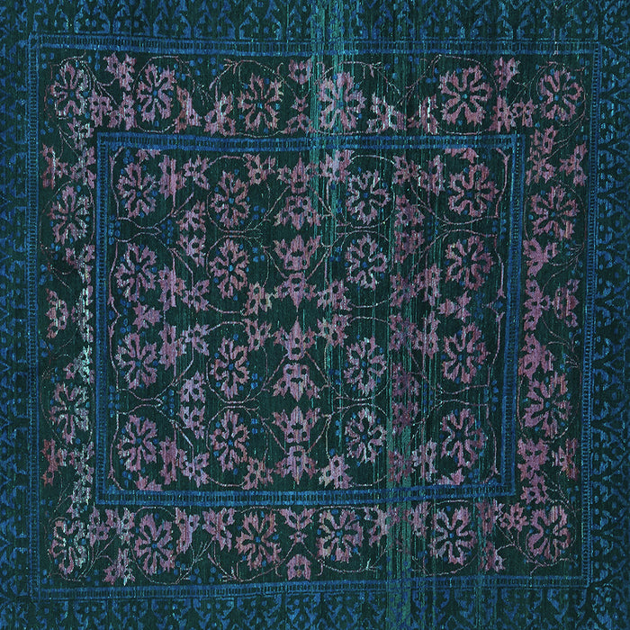 Square Abstract Turquoise Modern Rug, abs319turq