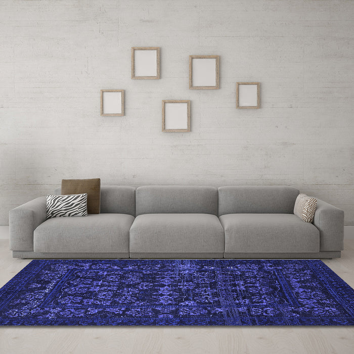 Machine Washable Abstract Blue Modern Rug in a Living Room, wshabs319blu