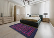 Machine Washable Abstract Purple Haze Purple Rug in a Bedroom, wshabs319