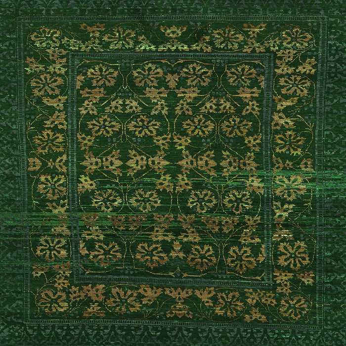 Square Machine Washable Abstract Green Modern Area Rugs, wshabs319grn