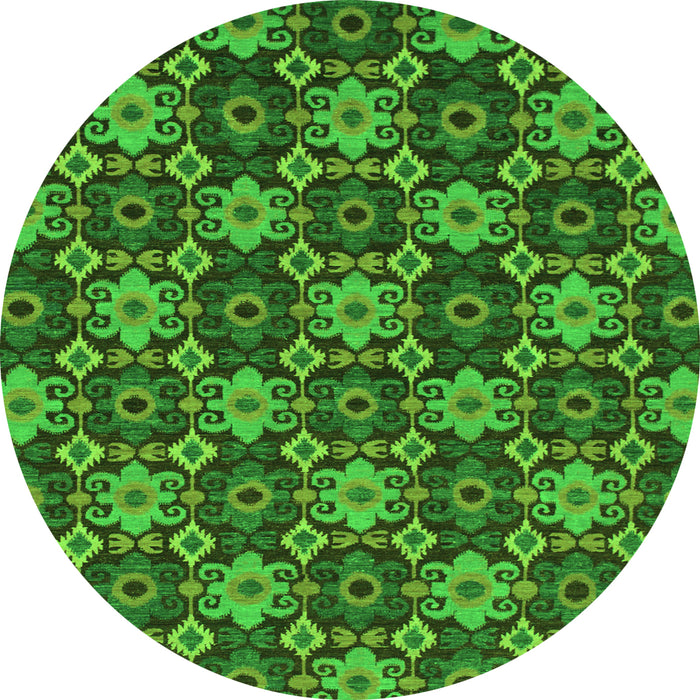 Round Abstract Green Modern Rug, abs31grn