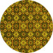 Round Machine Washable Abstract Yellow Modern Rug, wshabs31yw