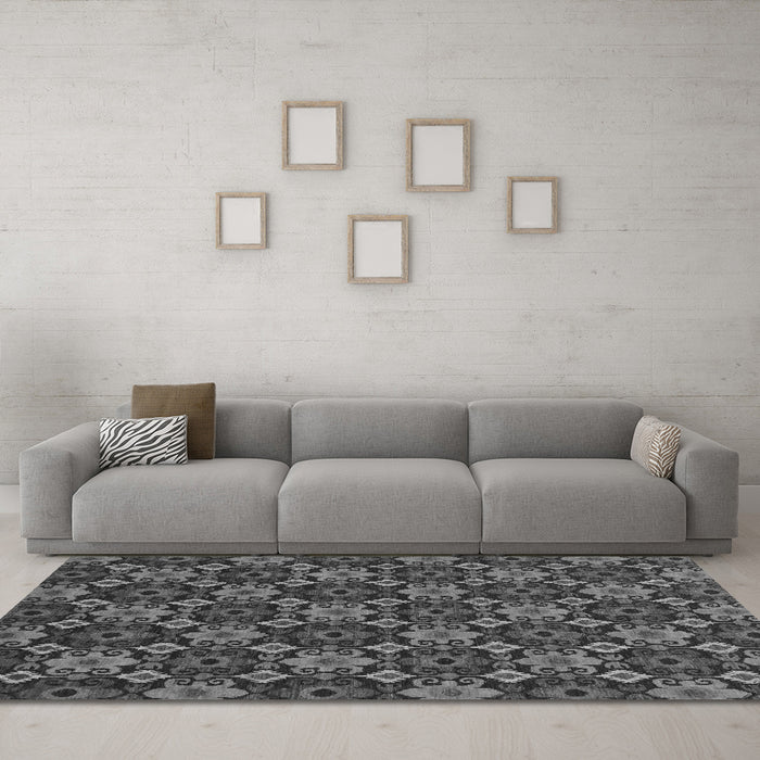Machine Washable Abstract Gray Modern Rug in a Living Room,, wshabs31gry
