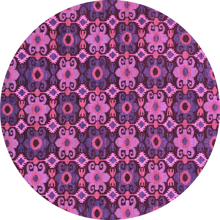 Round Machine Washable Abstract Purple Modern Area Rugs, wshabs31pur