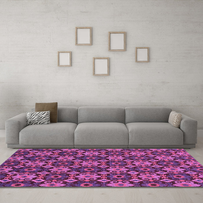 Machine Washable Abstract Purple Modern Area Rugs in a Living Room, wshabs31pur