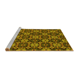 Sideview of Machine Washable Abstract Yellow Modern Rug, wshabs31yw