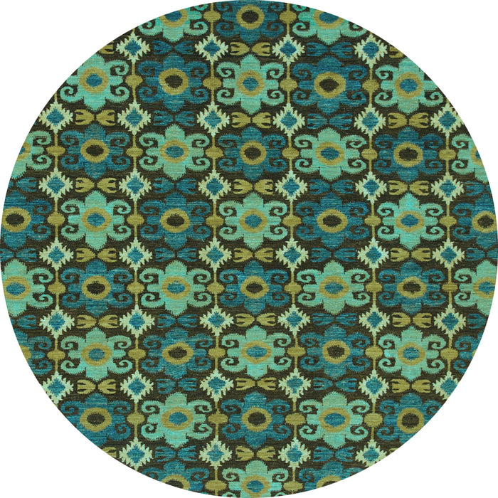 Round Machine Washable Abstract Light Blue Modern Rug, wshabs31lblu