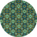 Round Machine Washable Abstract Light Blue Modern Rug, wshabs31lblu